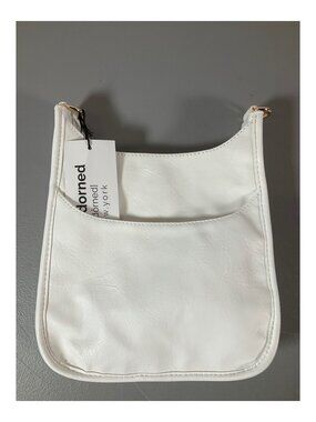 AHDORNED Medium White Faux Leather Crossbody Bag with Bonus Strap - Unisex